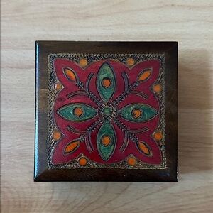 Decorative Wooden Box with Floral Design